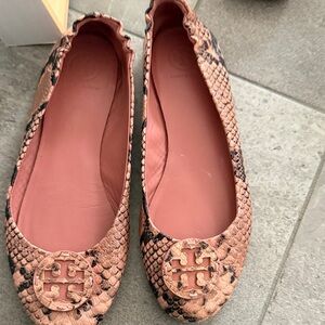 Tory Burch Coral Snake Print Flats